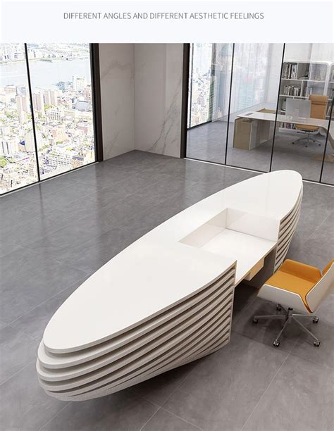 Spa Salon Modern White Oval Reception Desk For Sale Reception Desk