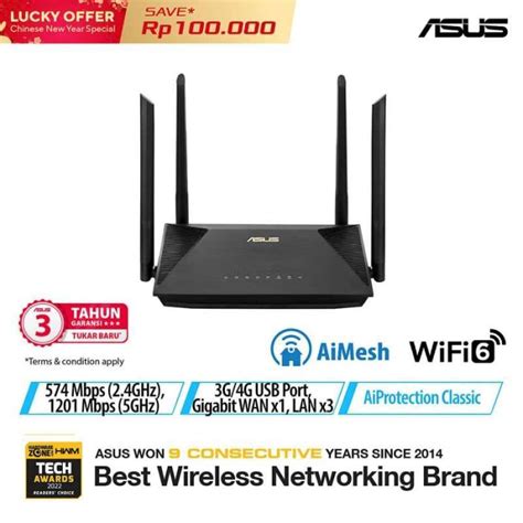 Jual Asus Rt Ax53u Dual Band Wifi 6 Ax1800 Wireless Router With Aimesh