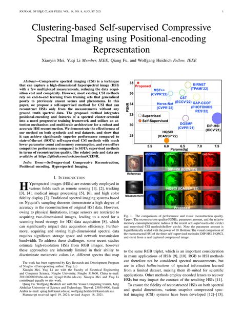 Pdf Clustering Based Self Supervised Compressive Spectral Imaging