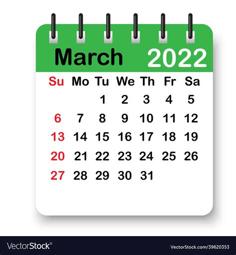 March 2022 Calendar Clip Art