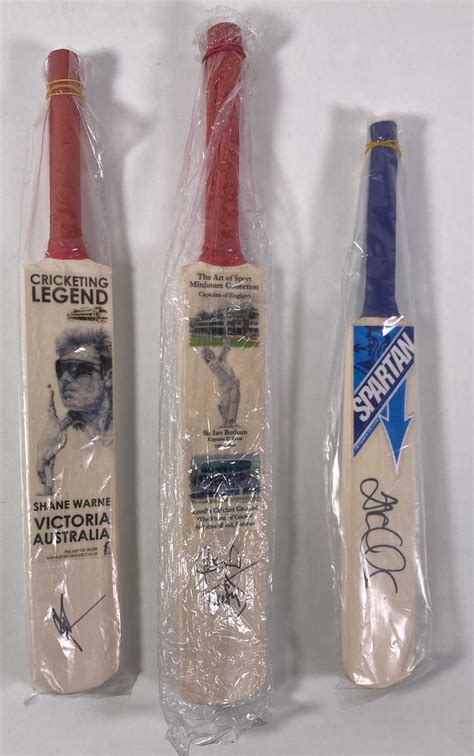 Lot 62 Cricket Memorabilia Signed Mini Bats Inc