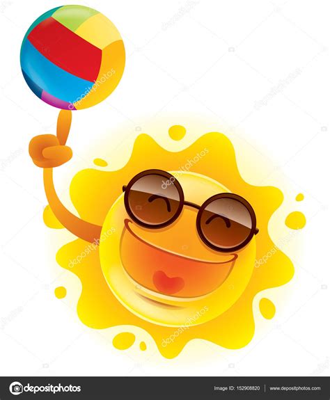 Happy Sun In Sunglasses And Ball Stock Vector Image By Ori Artiste