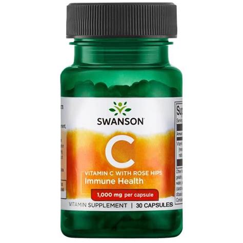 Swanson Vitamin C With Rose Hips 1 000 Mg 30 Capsules