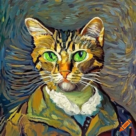 Van Gogh S Painted Cat Portrait On Craiyon