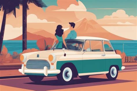 Premium Photo Happy Couple Road Trip Adventure Smiling Lovebirds