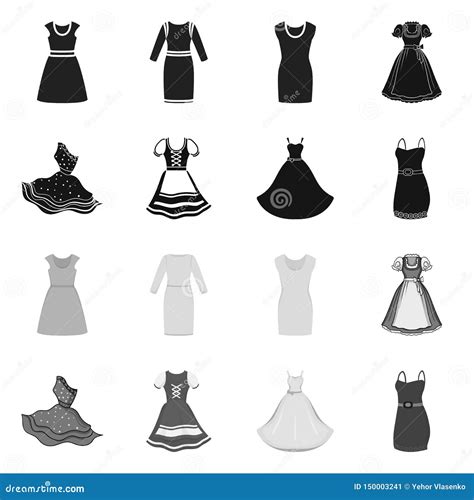 Vector Design Of Dress And Clothes Icon Collection Of Dress And