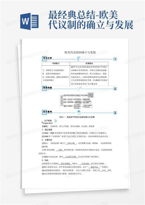 最经典总结 欧美代议制的确立与发展word模板下载编号lmomzgdr熊猫办公