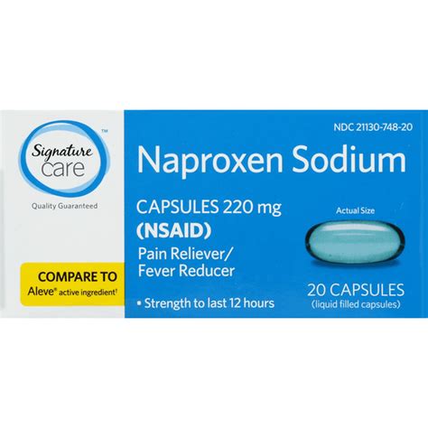 Signature Care Naproxen Sodium 220 Mg Liquid Filled Capsules 20 Each