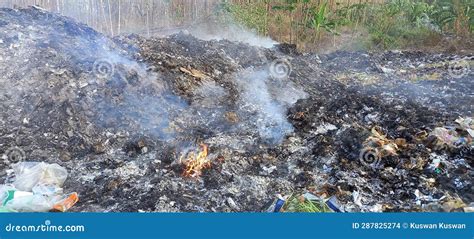 Garbage Burning By The Roadside With Thick Smoke Royalty Free Stock