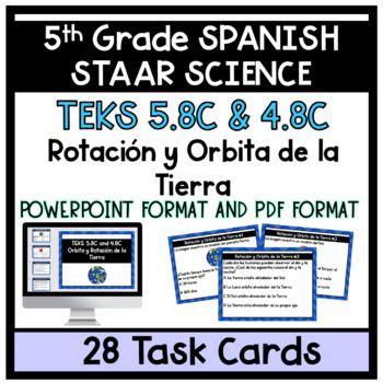 Teks C And C Rotacion Y Orbita De La Tierra Spanish Task Cards