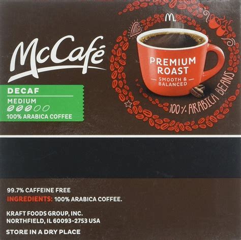 Mccafé Decaf Premium Roast Medium K Cup Packs 62 Oz 18 Count Pack