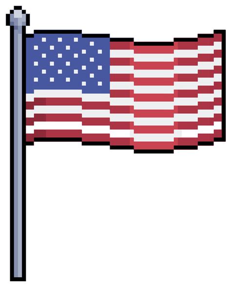 Pixel Art Flag Of The United States USA Vector Icon For 8bit Game On