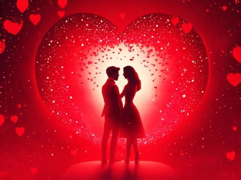 Premium AI Image Valentine Day Wallpaper With Romantic Couple And Hearts