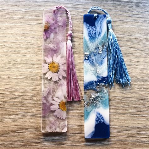 Personalised Flower Bookmark Custom Bookmark Resin Etsy Flower