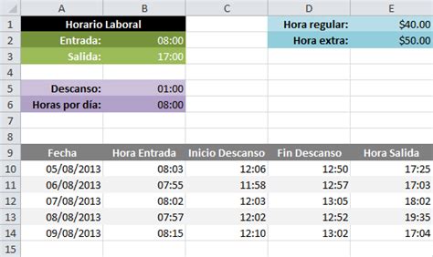 Calcular Horas Extras En Excel