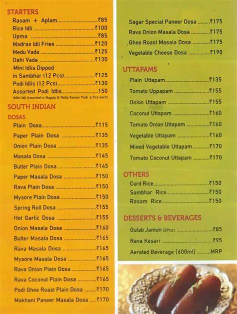 Sagar Ratna Menu Menu For Sagar Ratna Nehru Place New Delhi Zomato