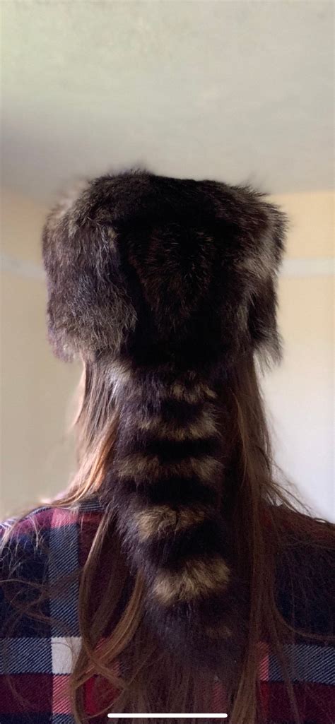 100 Authentic Handmade Raccoon Fur Hat With Tail Etsy