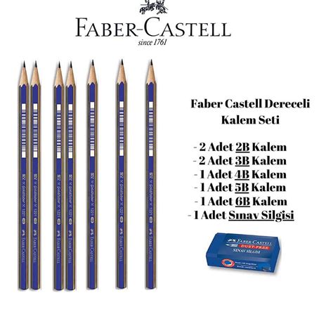 Dereceli Kalem Seti 7 Adet Kalem Ve Silgi Faber Castell Dereceli Kalem