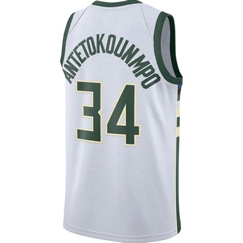 2019 Embroidered 34 Mens Giannis Antetokounmpo White Basketball