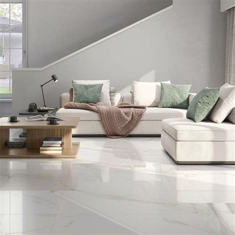 Carrara Gold Gloss Marble Effect Porcelain Floor Tile