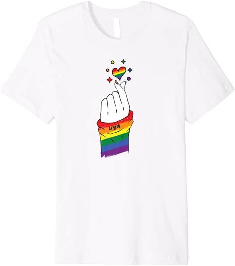 Gay Pride Heart Fingers Of Lgbtq Heart Hand Of Love Ally Premium T