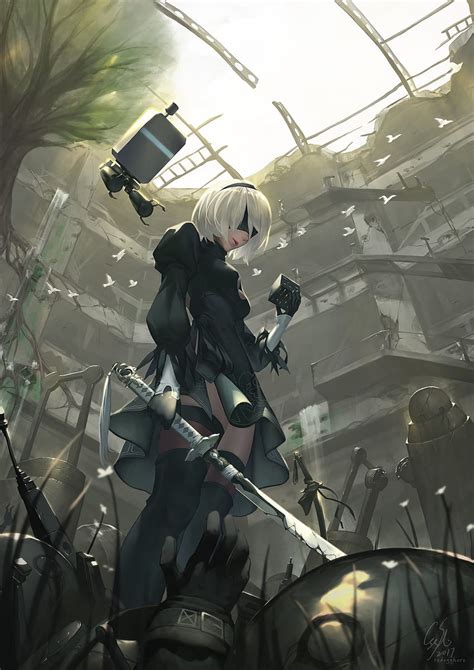 Nier Automata 2B Nier Automata Anime Fan Art HD Phone Wallpaper Pxfuel