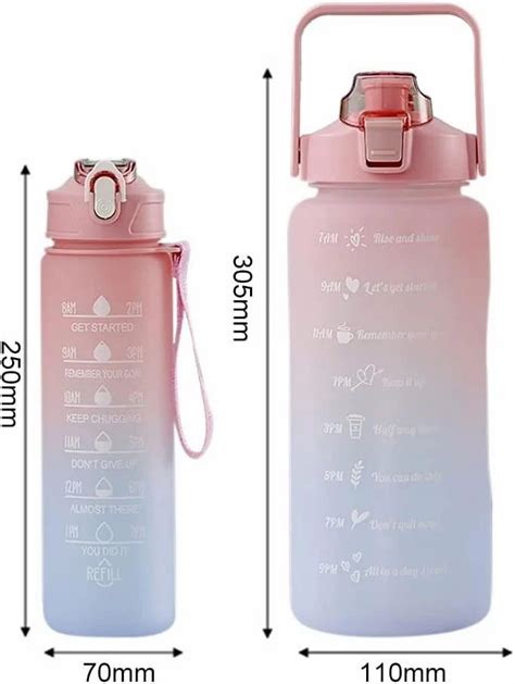 MODULYSS Water Bottle 2000ML 900ML 500ML With Motivational Time