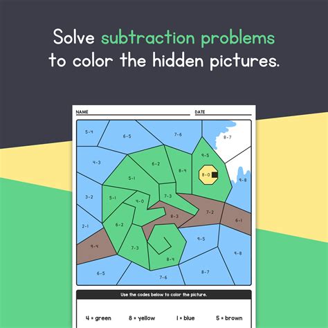 Single Digit Subtraction Color By Code Subtraction Worksheets