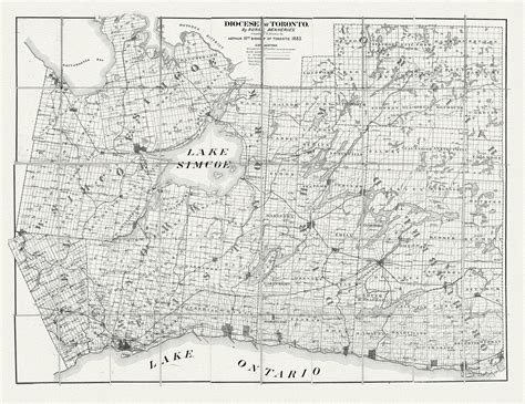 Toronto Diocese Of Toronto 1883 Map On Heavy Cotton Canvas 22x27 Approx Etsy