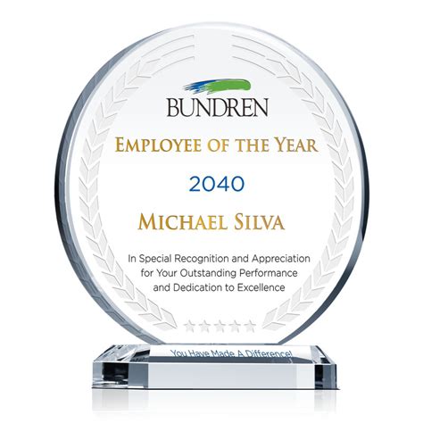 Crystal Circular Shaped Employee Recognition Award Plaque