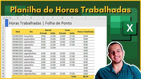 Horas Trabalhadas No Excel Folha De Ponto Youtube