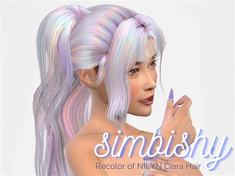 Holographic Rainbow Hair Recolor By Simbishy ~ The Sims Resource Sims 4 Hairs