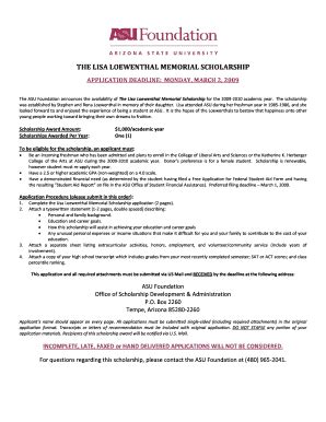 Fillable Online Students Asu The Lisa Loewenthal Memorial Scholarship