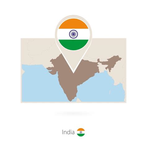 Rectangular Mapa De India Con Alfiler Icono De India Vector En