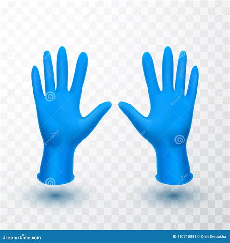 Realistic Medical Latex Gloves Details Blue 3d Medical Gloves Stock