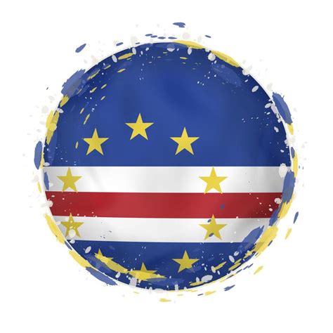 Round Grunge Flag Of Cape Verde With Splashes In Flag Color