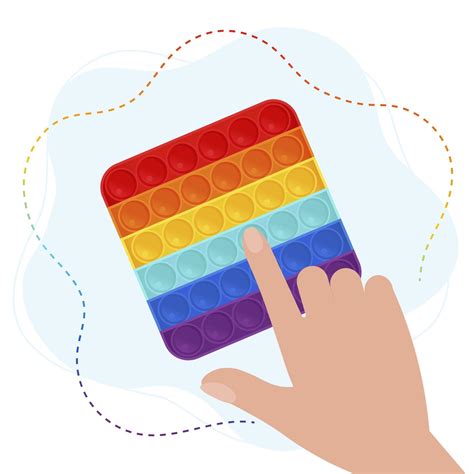 Trendy Pop It Fidget In Rainbow Colors Hand Play With Sensory Fidget Antistress Toy Vector