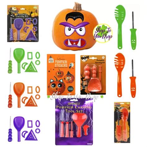 Halloween Pumpkin Decorating Kit Carving Set Stickers Vampire Face Kids