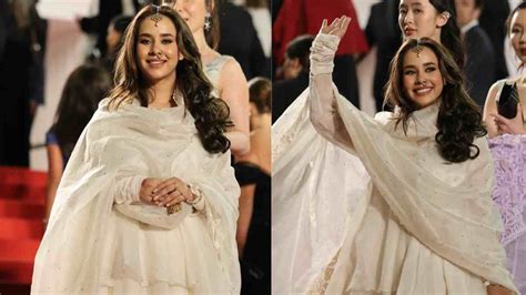 Traditional Elegance At Cannes Sunanda Sharma Shines In Ivory Anarkali