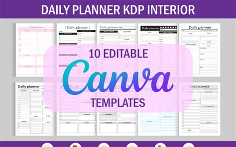 10 Editable Canva Templates Daily Planner For Kdp