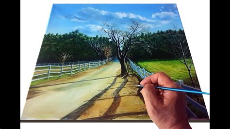 How to draw a landscape painting with acrylic 아크릴로 풍경화 그리는법 YouTube