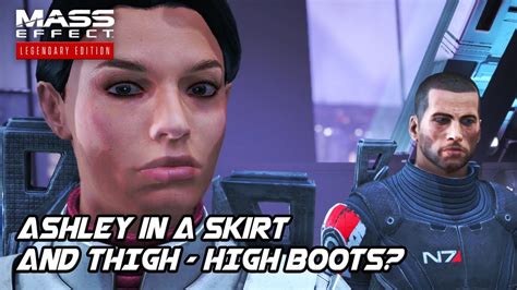 Mass Effect 1 Legendary Edition Ashley In A Skirt And Thigh High Boots Youtube