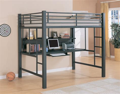 Avalon Black Full Workstation Loft Bed Loft Bed Desk Bunk Bed With