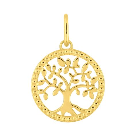 Pendentif Arbre De Vie Ajour Perl Or Jaune Malique Fr