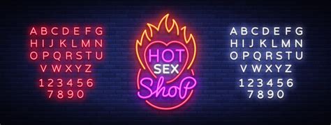 Sex Shop Neon Label Set Royalty Free Vector Image