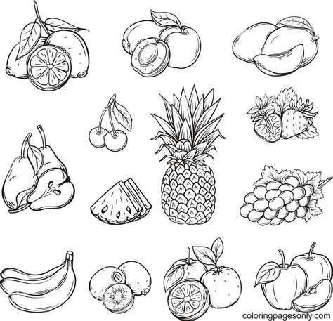 Tropical Fruit Coloring Pages Tropical Fruit Coloring Pages : Pdf ...