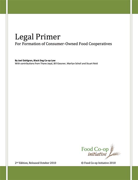 Legal Primer for Formation of Consumer-Owned Food Cooperatives – Columinate