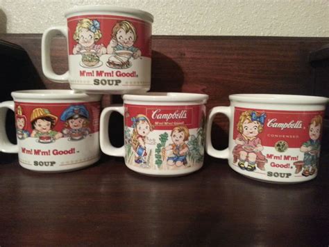 Set Of 4 Campbell Soup Mugs Vintage