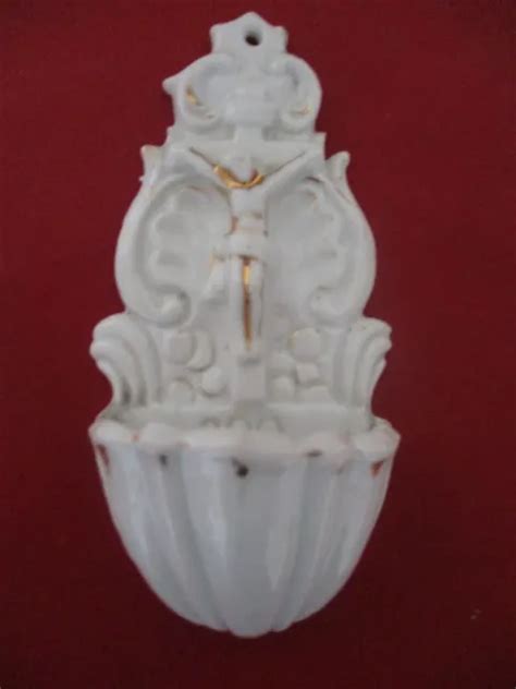 Ancien Benitier En Porcelaine Blanche Religion Jesus Christ Eur