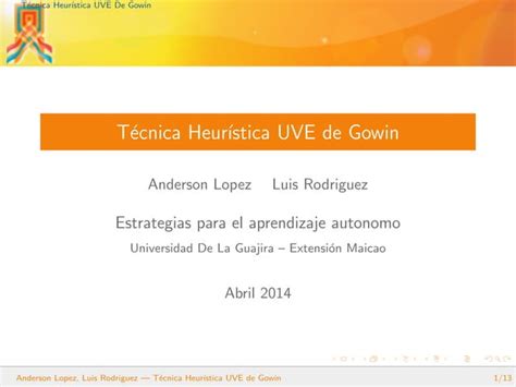 Tecnica Heuristica UVE De Gowin PPT